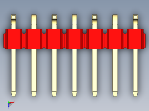 彩色公排针 100mil 2.54mm 系列-DS1022_red_07p_100mil_Type_SMT_R1_rev1.0俯视缩略图