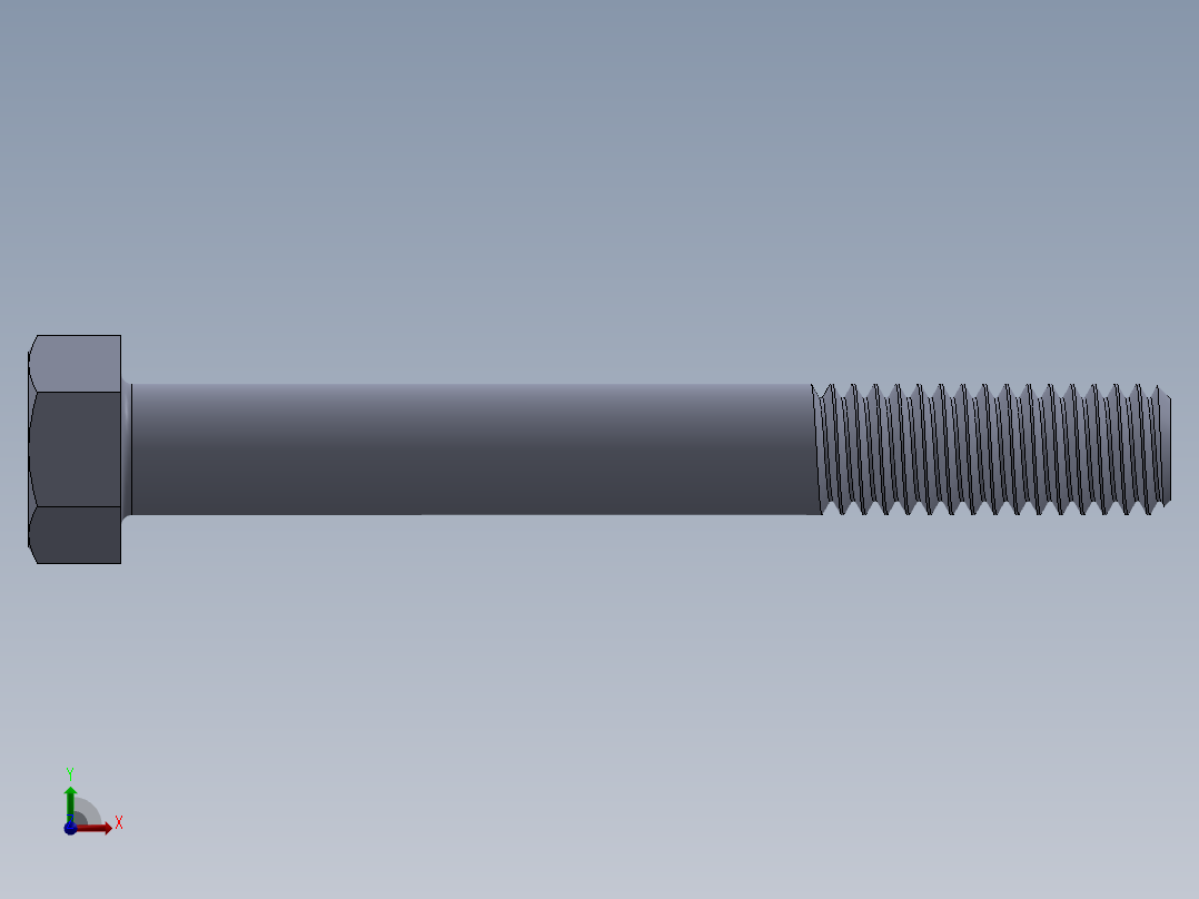 UNC 六角螺栓-Hex Bolt 0.375-16 x 3.SLDPRT前视图