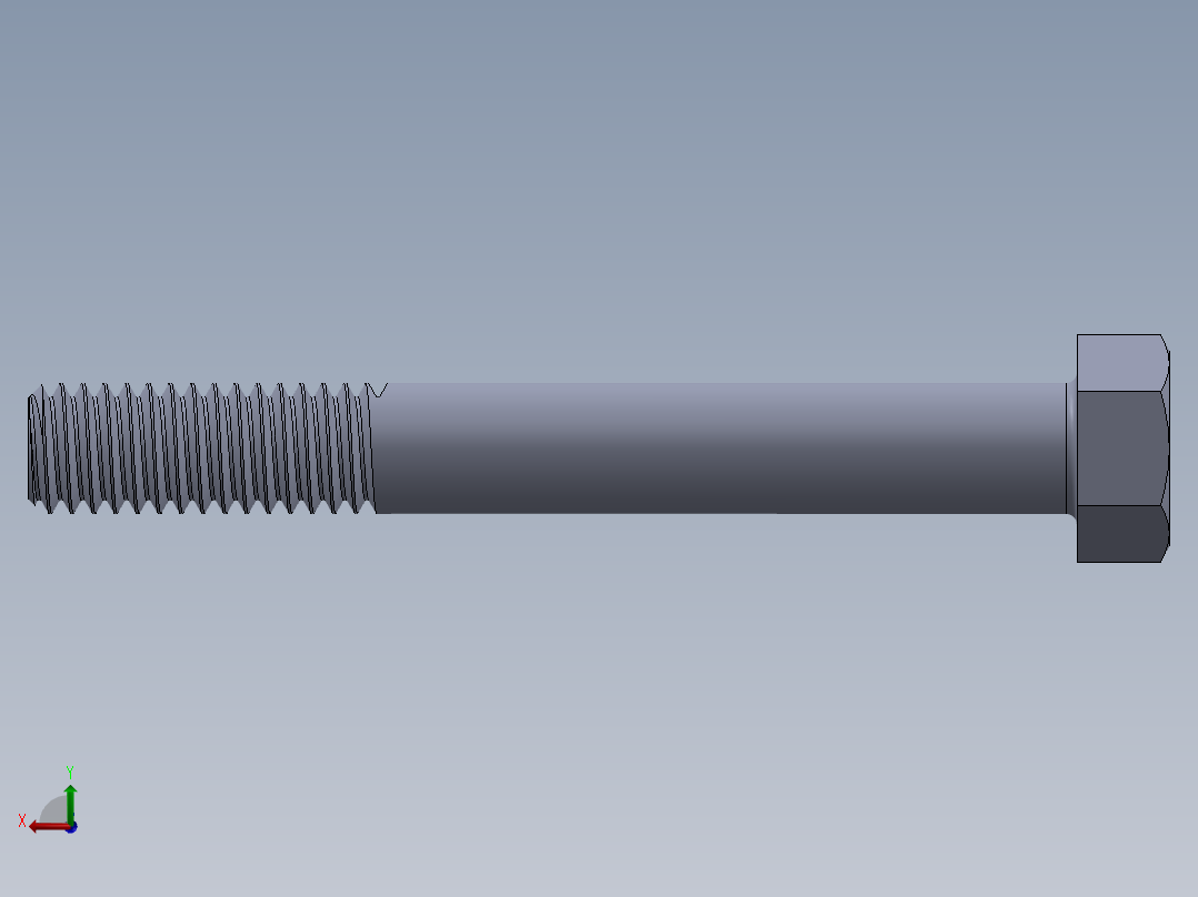 UNC 六角螺栓-Hex Bolt 0.375-16 x 3.SLDPRT后视图