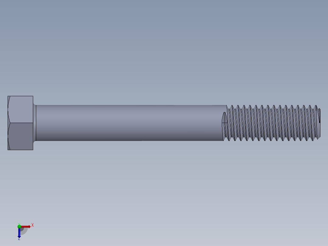 UNC 六角螺栓-Hex Bolt 0.375-16 x 3.SLDPRT俯视图