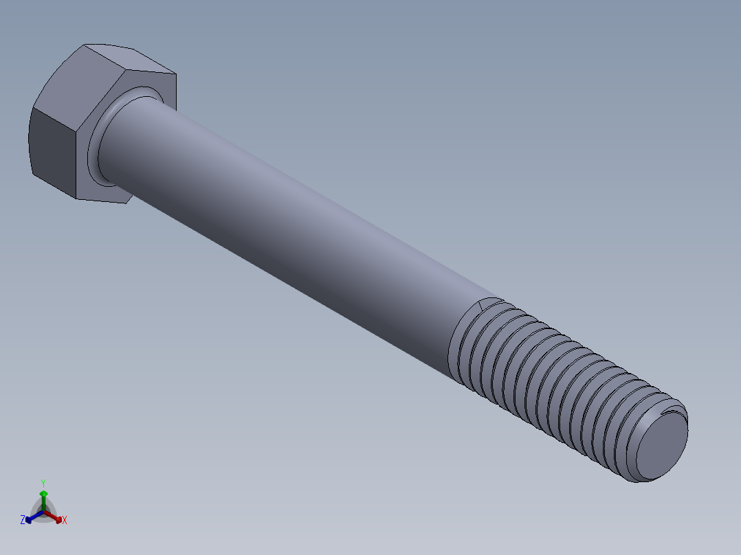 UNC 六角螺栓-Hex Bolt 0.375-16 x 3.SLDPRT正等轴测图