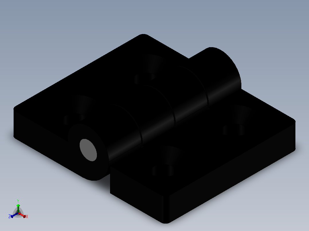 合页HFC01-45（外形尺寸52.5-45 孔距30-24）正等轴测图