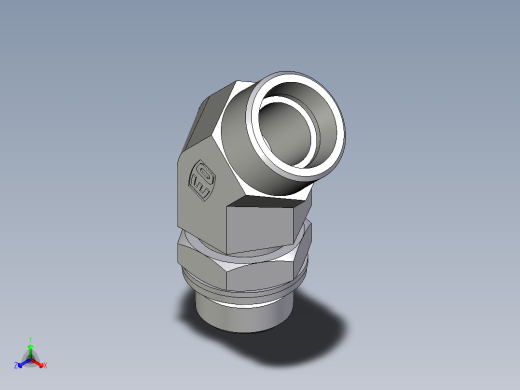 卡套式工业通用硬管接头EO_Adjustable_locknut_45_deg_elbow_VEE18LMOMDCF正等轴测缩略图