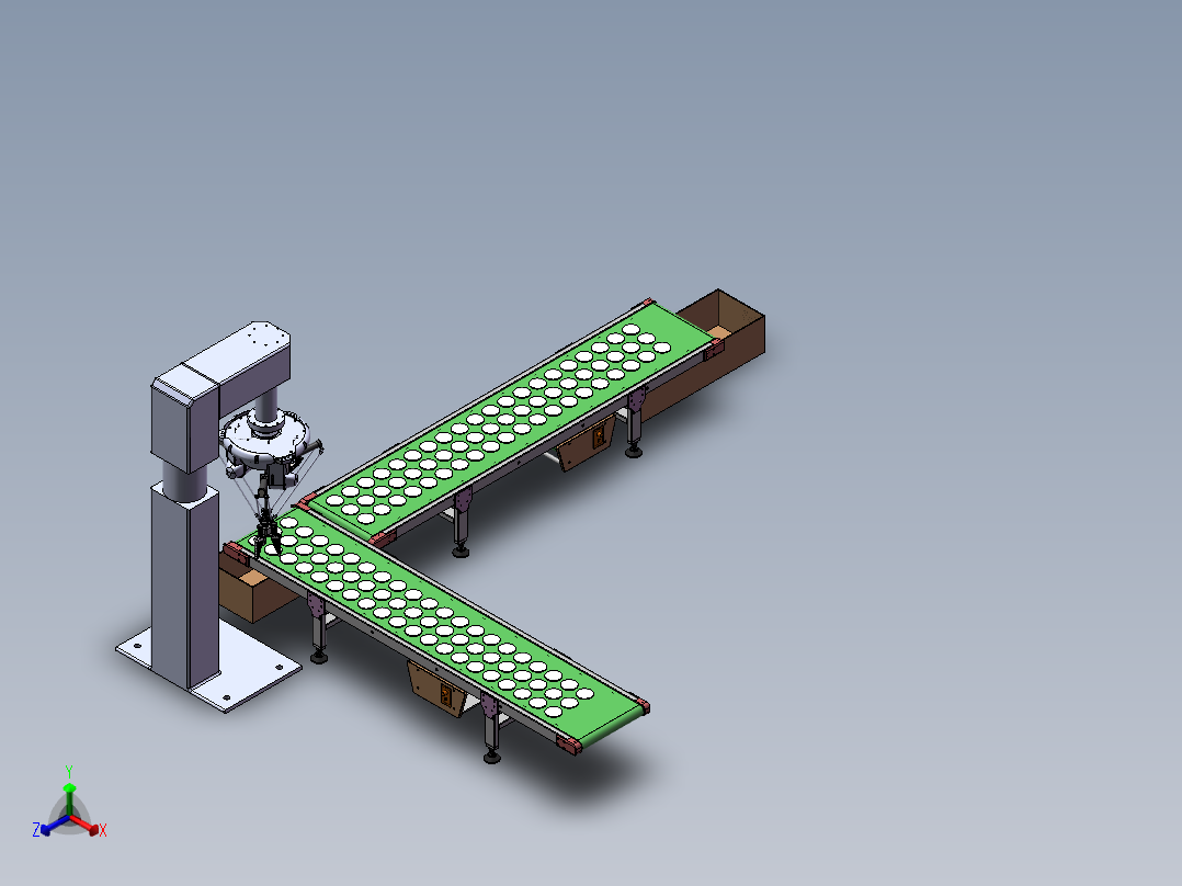 玉石片块分拣系统机sw18正等轴测图