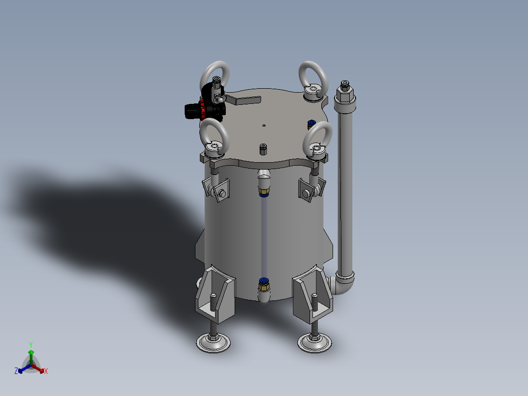 底部出胶压力罐储胶罐正等轴测图