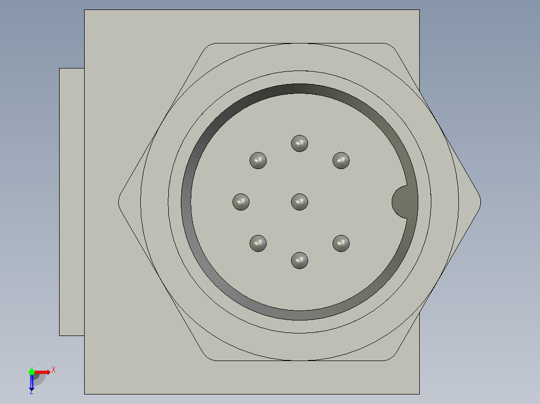 电控柜-111N000119八芯金属插座PLT-168-R俯视图
