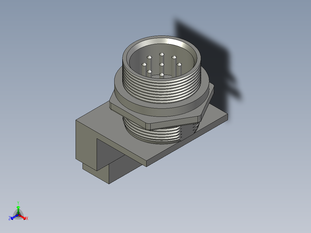 电控柜-111N000119八芯金属插座PLT-168-R正等轴测图