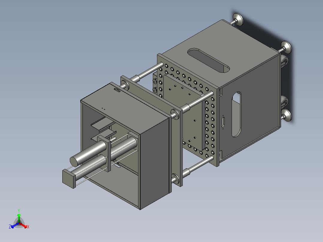 气液增压缸压力机正等轴测图