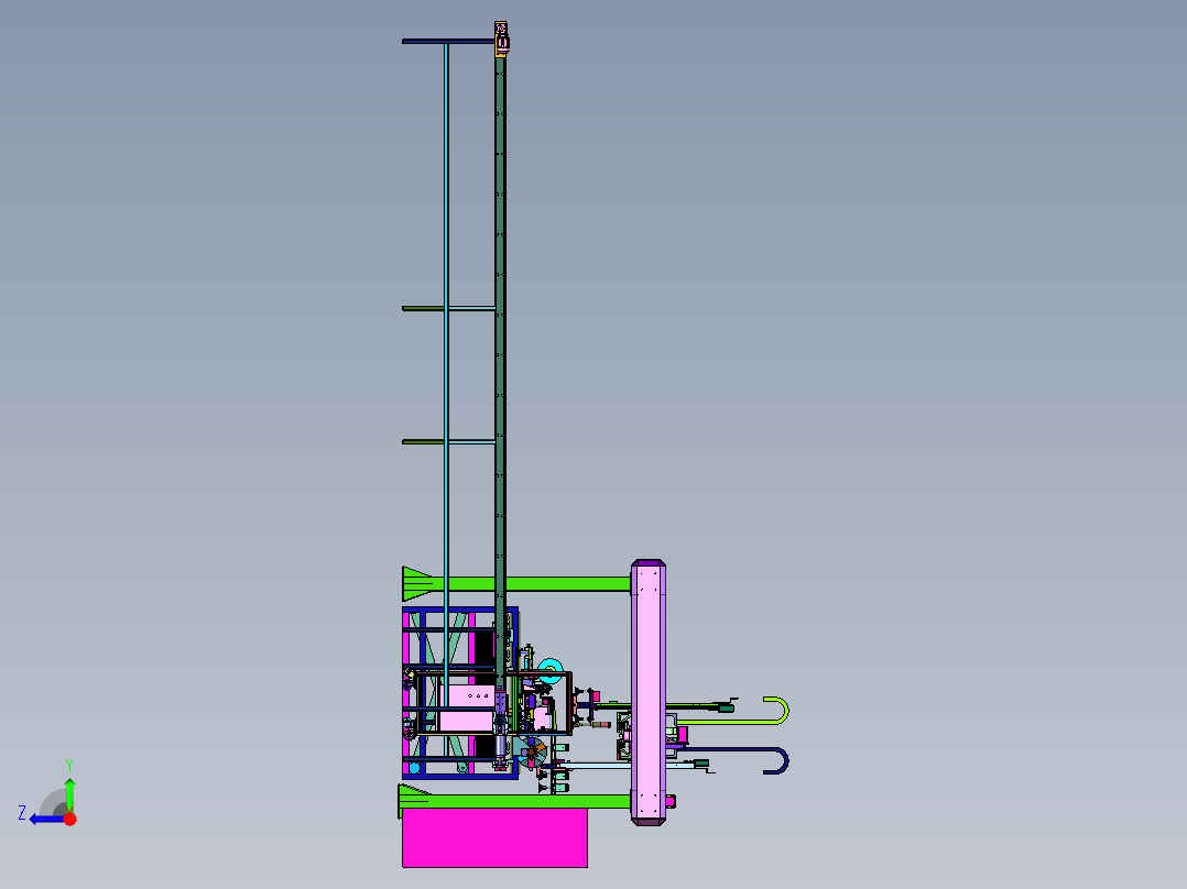 塑料薄膜生产线上的挤出成型装置右视图