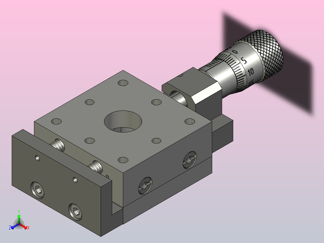 带有微调螺钉的显微镜载物台主视图