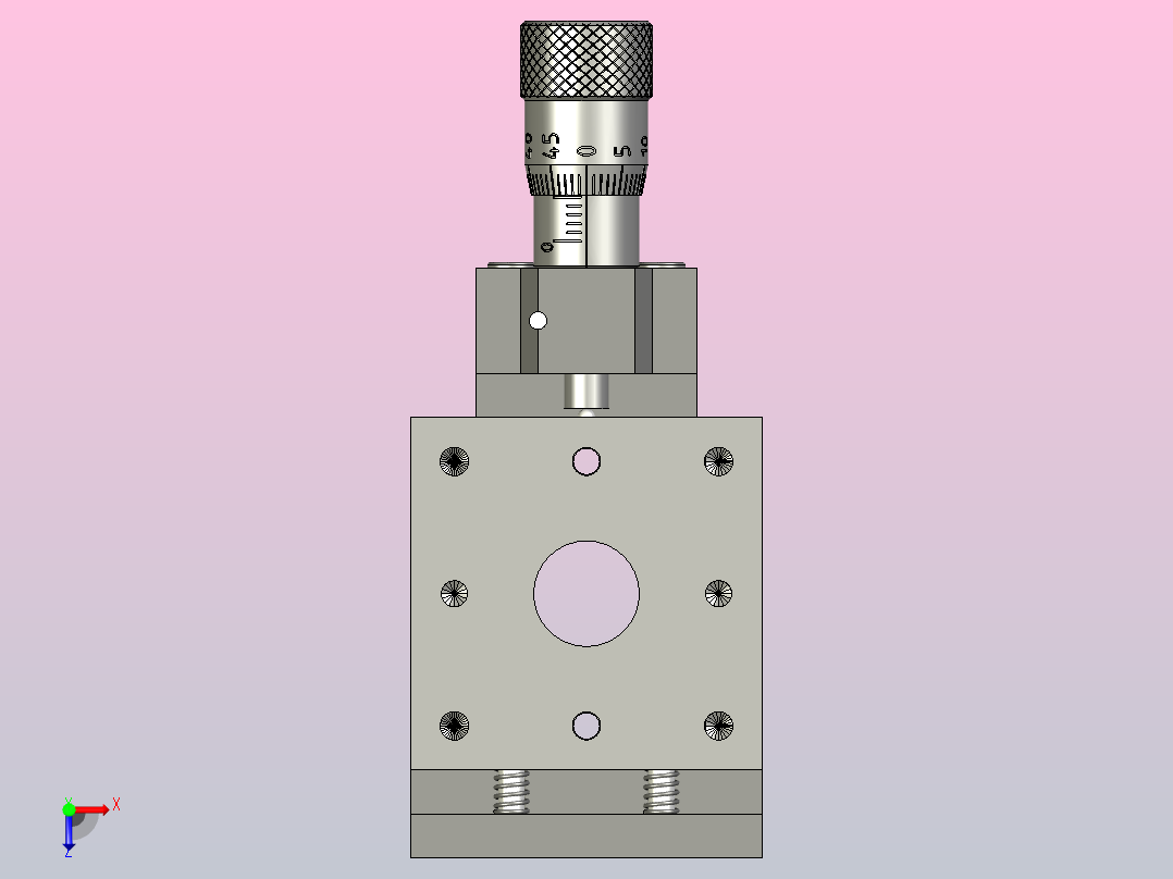 带有微调螺钉的显微镜载物台俯视图
