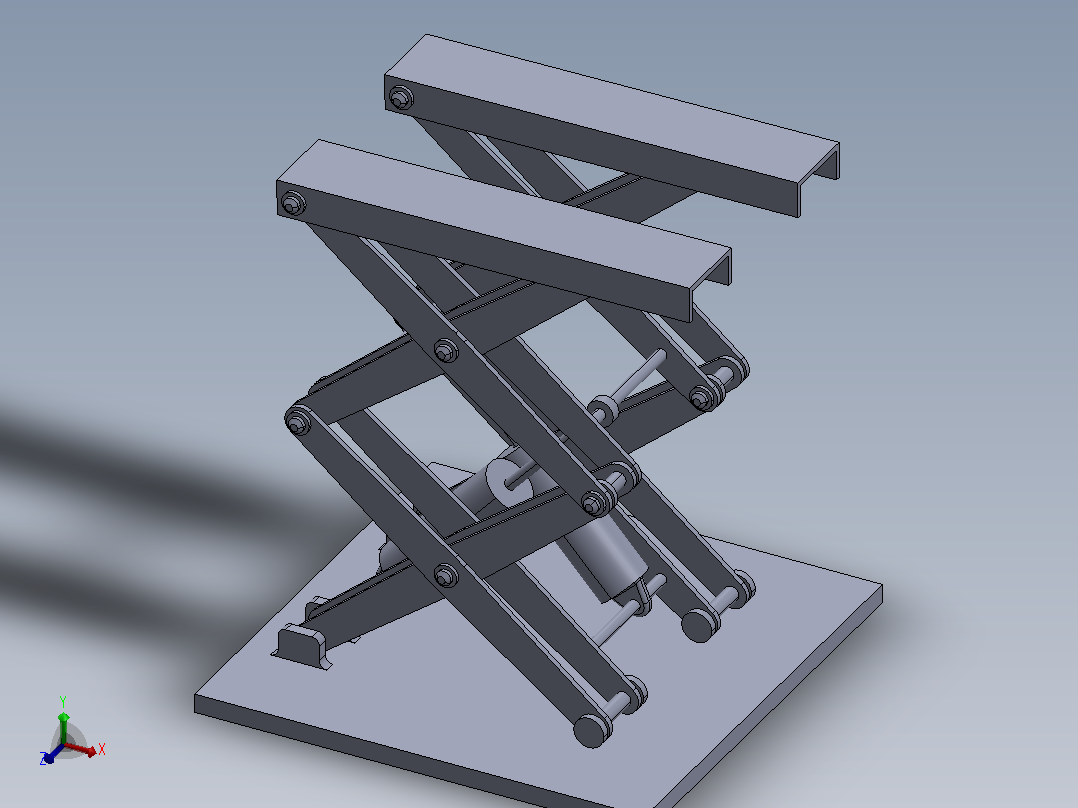 剪式升降机构3D数模图纸 Solidworks设计主视图