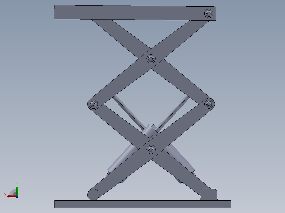 剪式升降机构3D数模图纸 Solidworks设计后视图