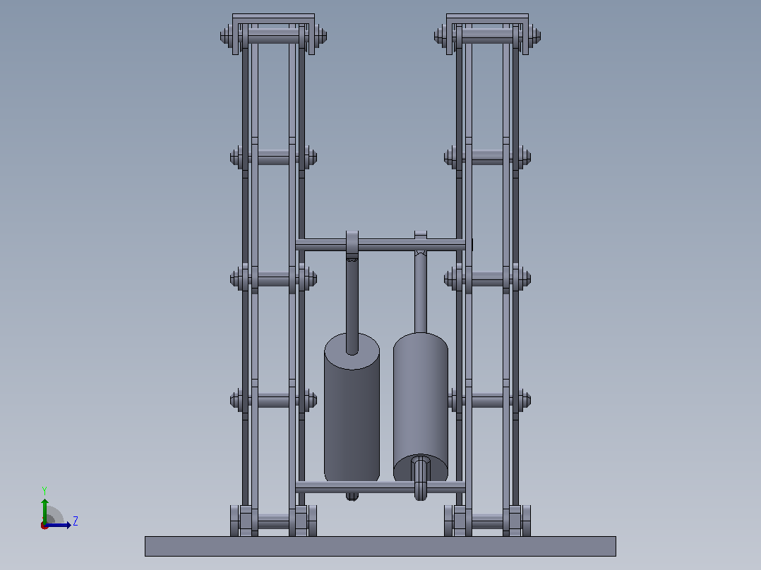 剪式升降机构3D数模图纸 Solidworks设计左视图