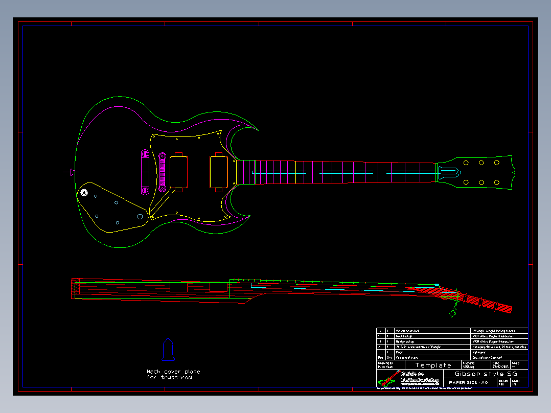 电吉它图例cad图纸电吉他