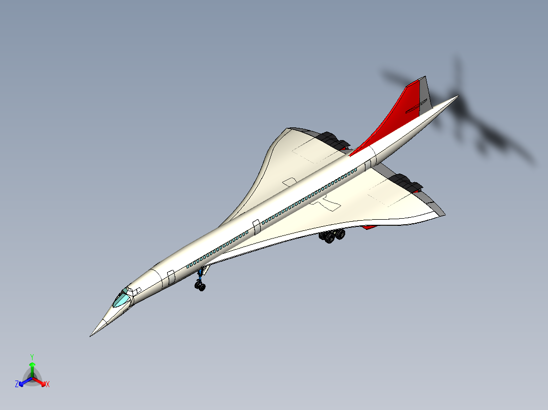 10--Concorde协和飞机模型3D图纸前视图