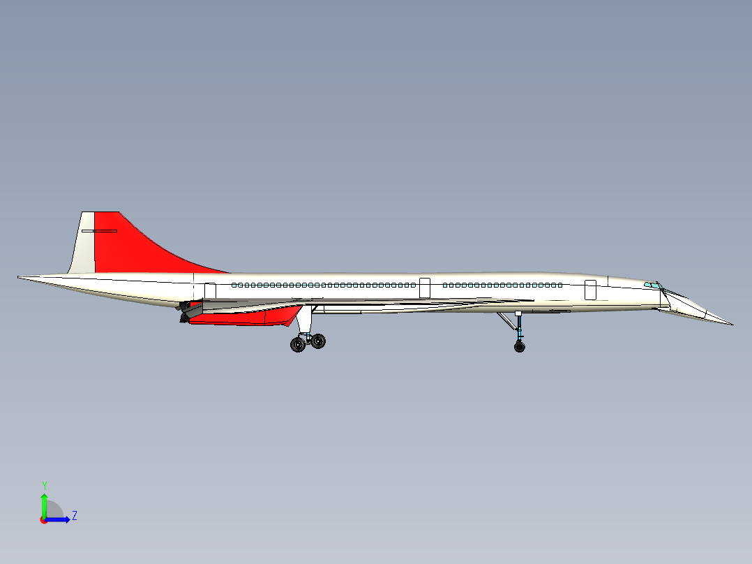 10--Concorde协和飞机模型3D图纸左视图