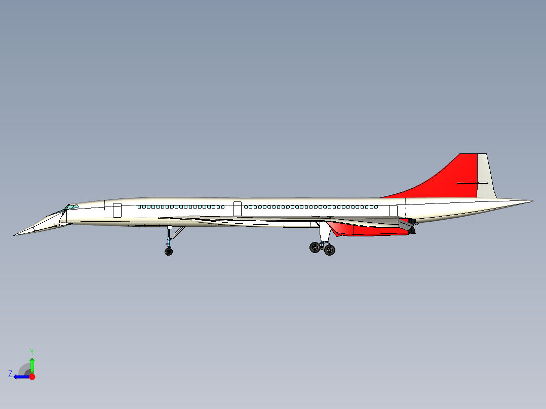 10--Concorde协和飞机模型3D图纸右视图