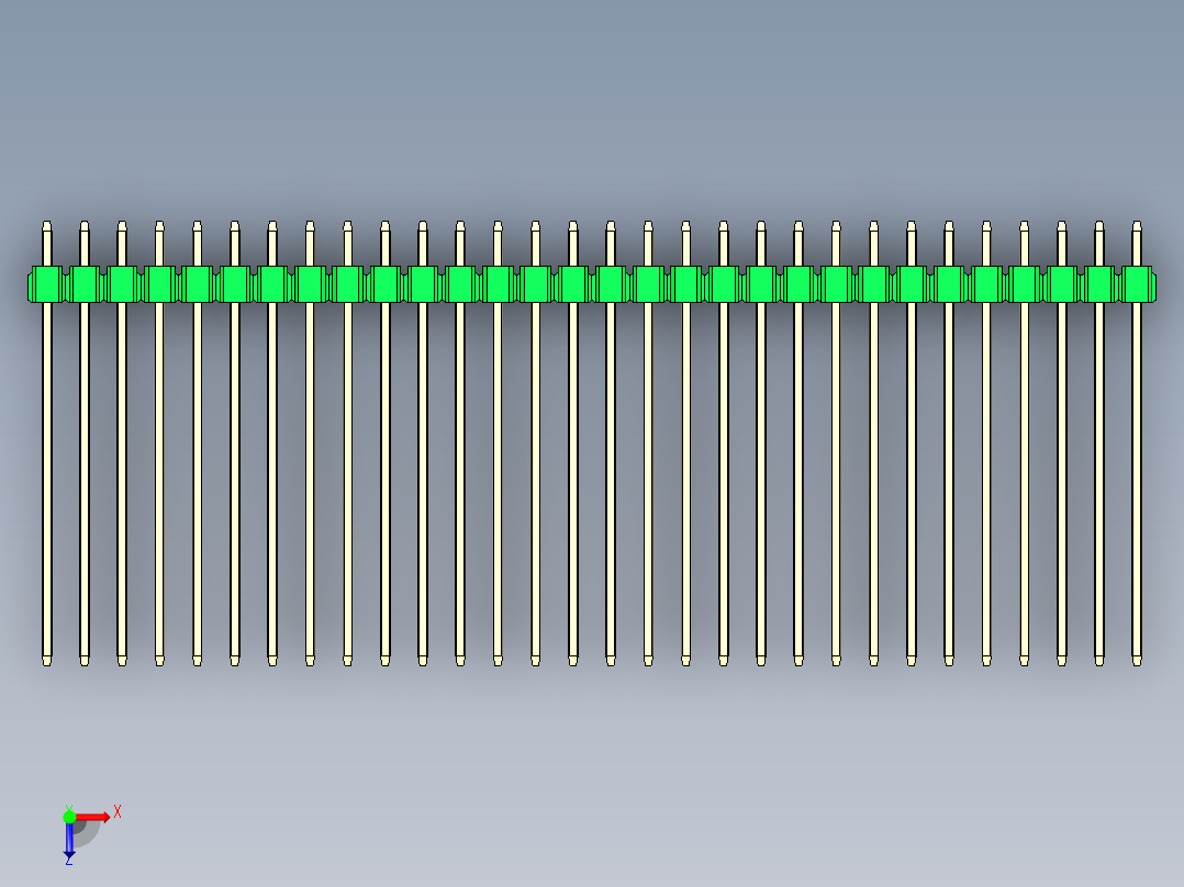 彩色公头100mil（2.54mm）系列-DS1021_green_2x30p_100mil_Type43_rev1.0俯视图