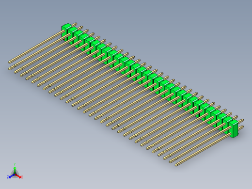 彩色公头100mil（2.54mm）系列-DS1021_green_2x30p_100mil_Type43_rev1.0正等轴测缩略图