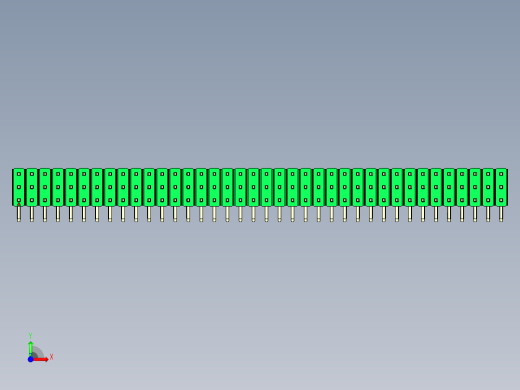 彩色公排针 100mil 2.54mm 系列-DS1022_green_3x38p_100mil_TypeD_rev1.0前视缩略图