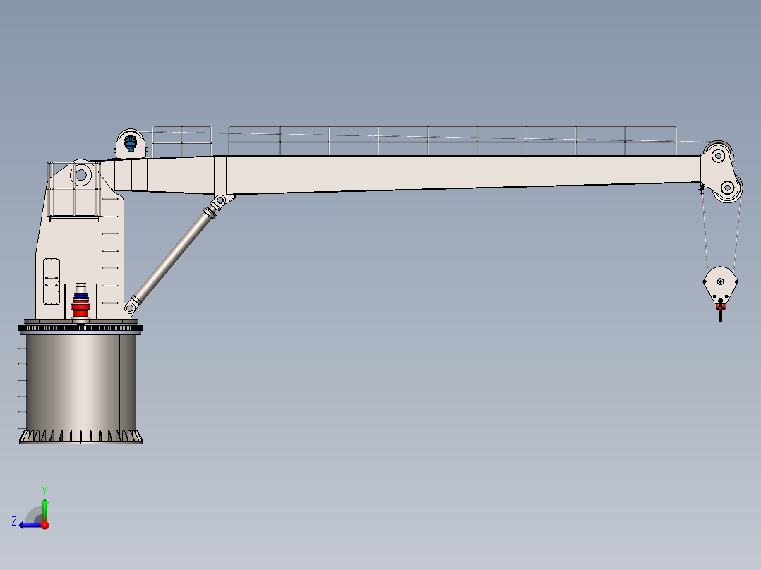 5T×12m液压起重机起重臂右视图