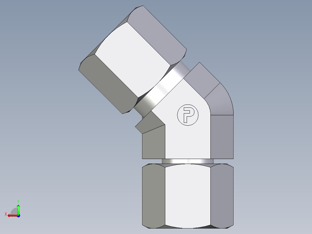 卡套式工业通用硬管接头EO_Swivel_nut_45_deg_elbow_EV08SCF后视图