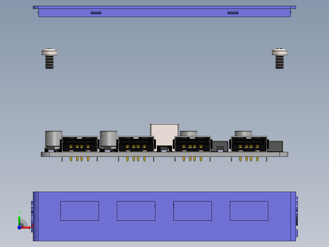 华为4接口USB充电盒子前视图