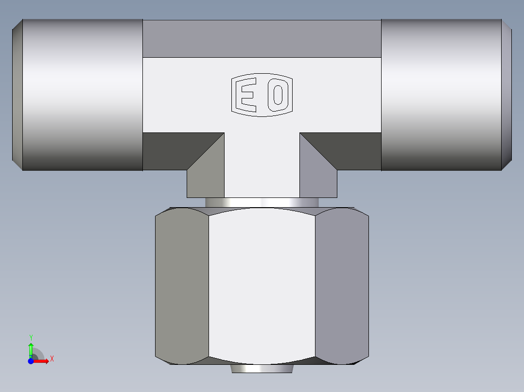卡套式工业通用硬管接头EO_Swivel_nut_branch_tee_ET06SOMDCF (1)前视图