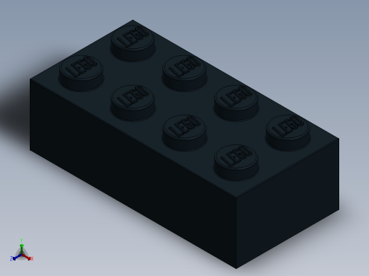 乐高套装 4421基本积木-300126 Black Brick 2 x 4.SLDPRT正等轴测缩略图