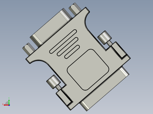 VGA 转 DVI 连接器vga-to-dvi-connector-SW STL OBJ后视缩略图