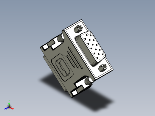 VGA 转 DVI 连接器vga-to-dvi-connector-SW STL OBJ正等轴测缩略图