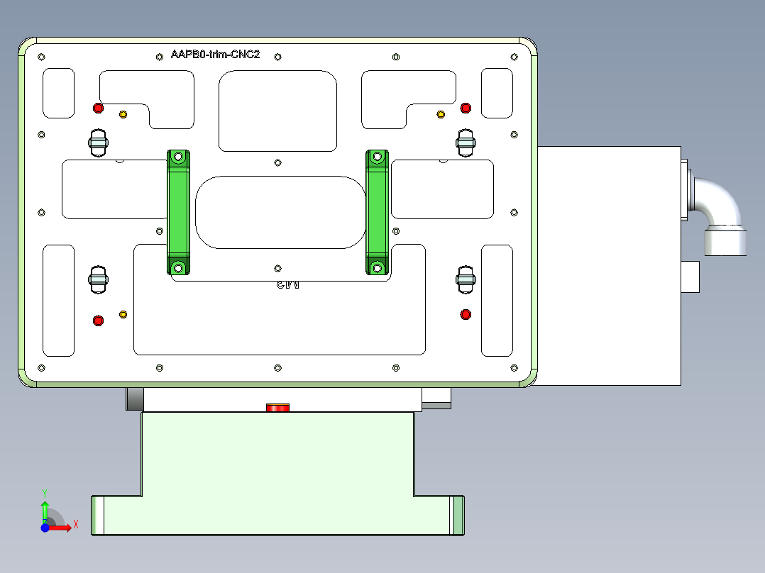 APPB0-TRIM-笔记本CNC工装夹具三维模型CNC2前视图