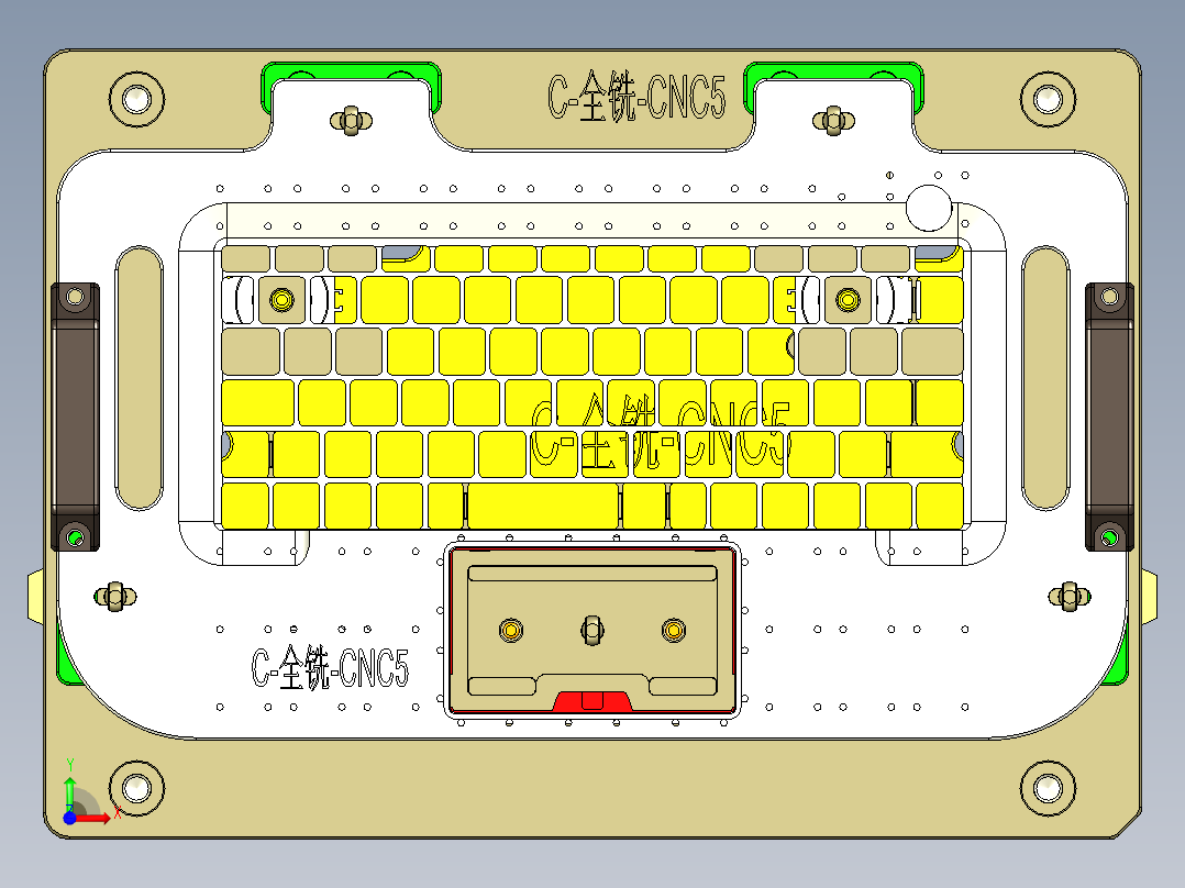 电脑外壳铣键盘孔治具模型前视图