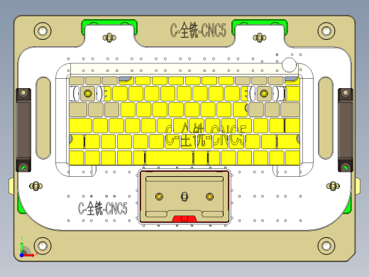 电脑外壳铣键盘孔治具模型前视缩略图