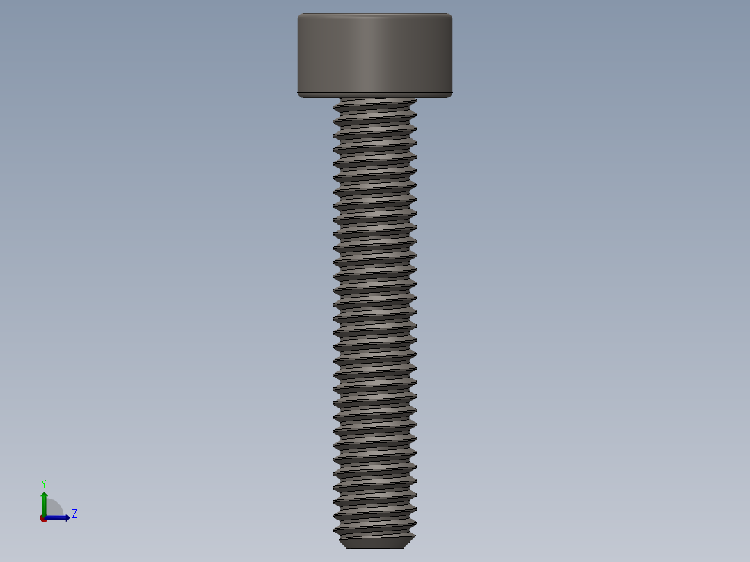 Screw_DIN_912_M3x16F_A2.SLDPRT公制内六角螺钉左视图