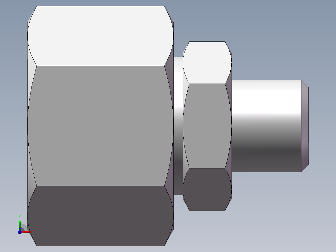 直通变径接头、2C-12-22前视图