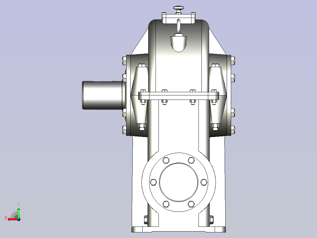 涡轮蜗杆减速器3D模型后视图