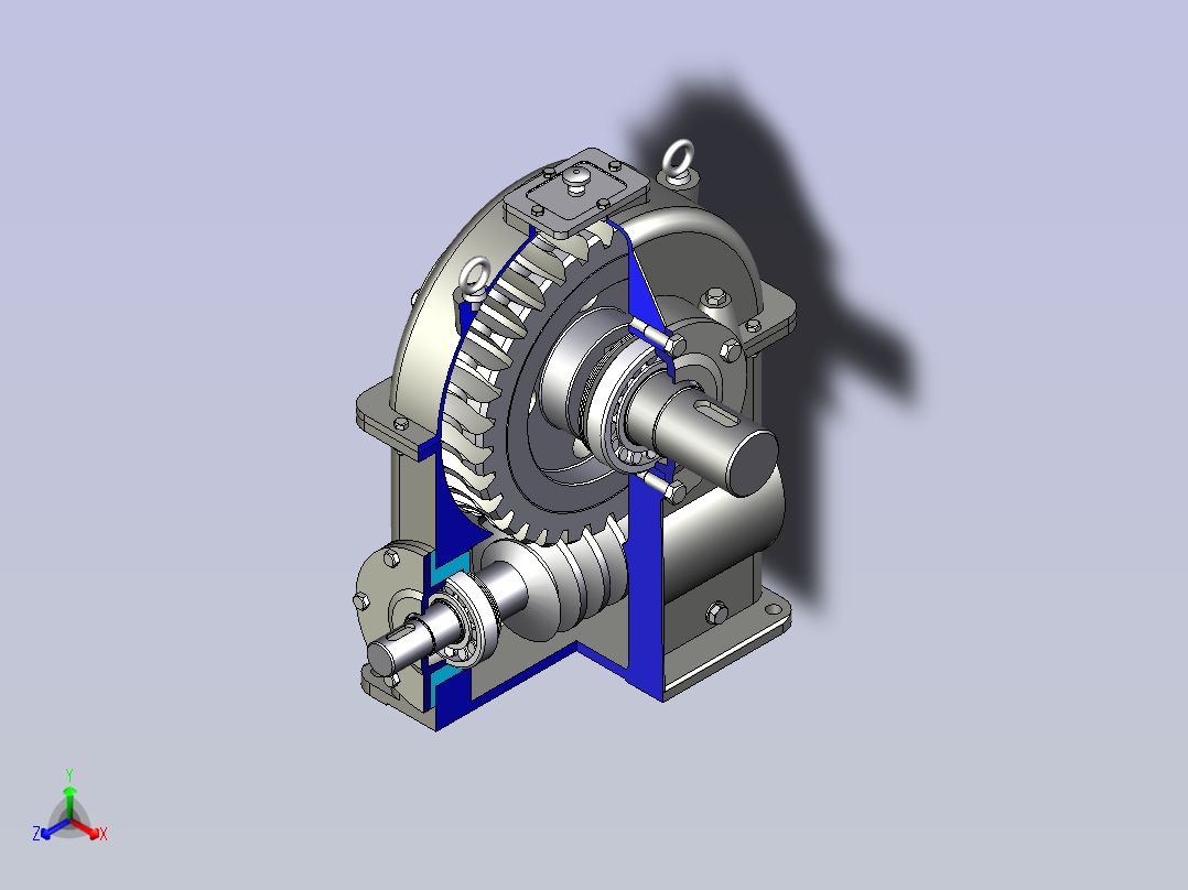 涡轮蜗杆减速器3D模型正等轴测图