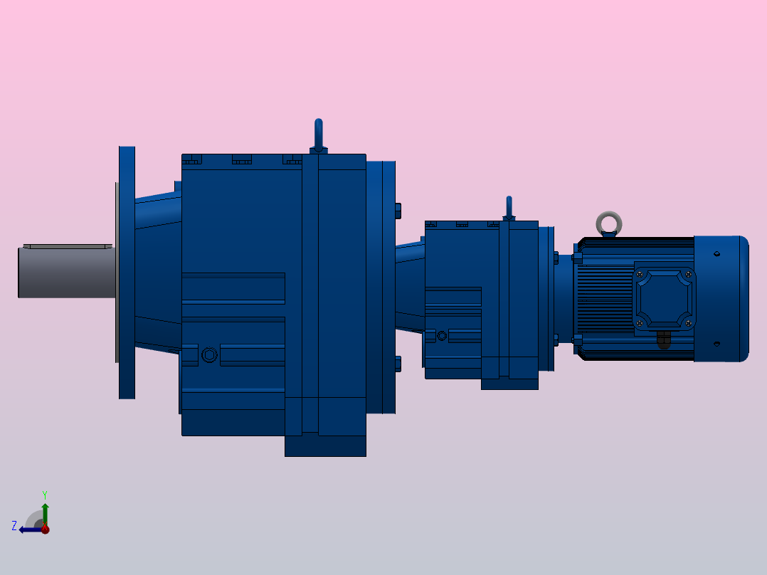 RF107R77法兰轴伸式组合型斜齿轮减速机RF107R77-Y0.75-4P-80-M1-0°-Φ350右视图