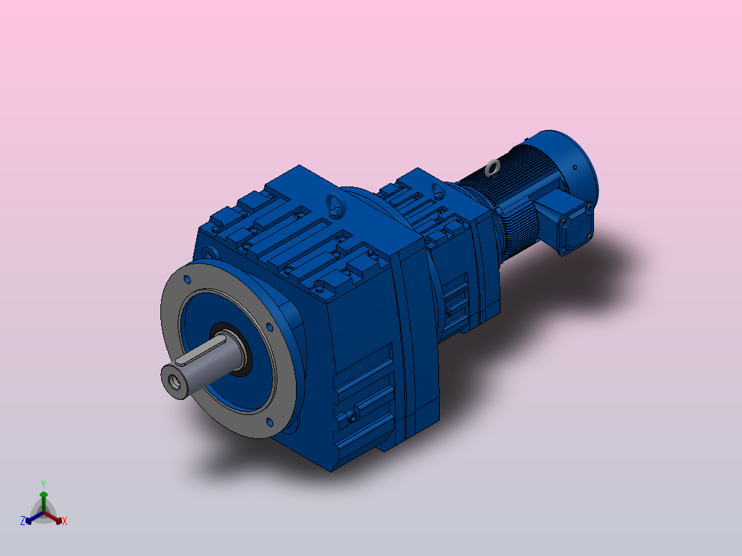 RF107R77法兰轴伸式组合型斜齿轮减速机RF107R77-Y0.75-4P-80-M1-0°-Φ350正等轴测图