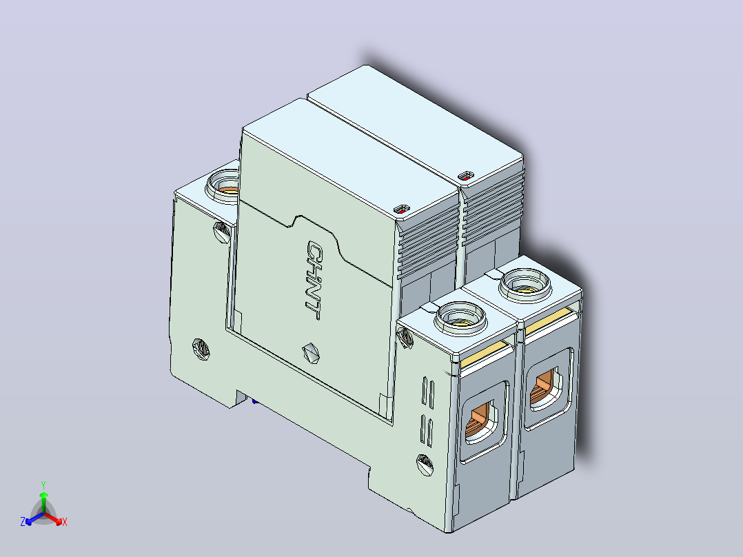 正泰电涌保护器NXU-Ⅱ 20kA_275V 2P正等轴测图