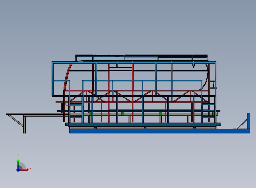 A14-骨架液压合装台加6米公路车骨架前视图