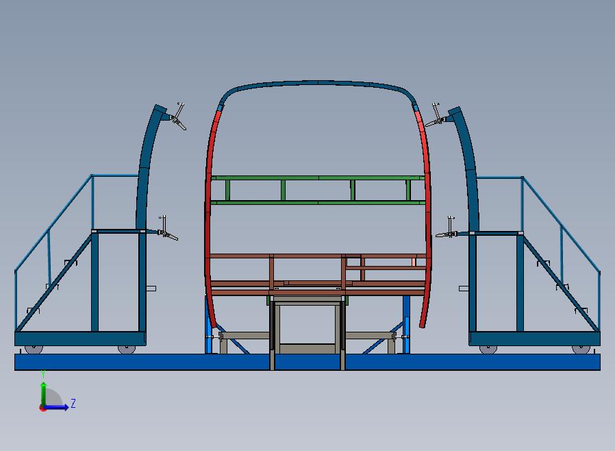 A14-骨架液压合装台加6米公路车骨架左视图