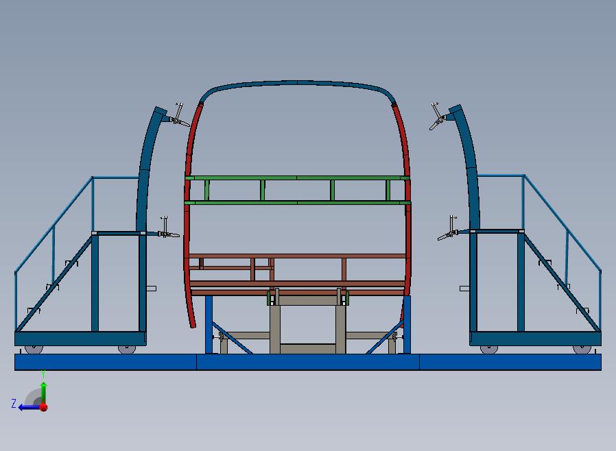 A14-骨架液压合装台加6米公路车骨架右视图