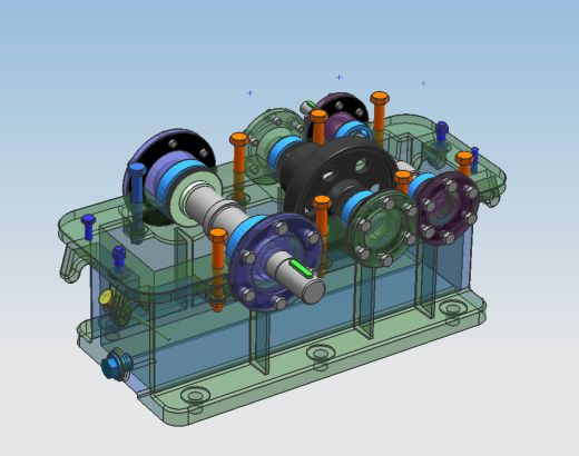 二级圆柱齿轮减速器 UG三维模型图 全套零件装配3D