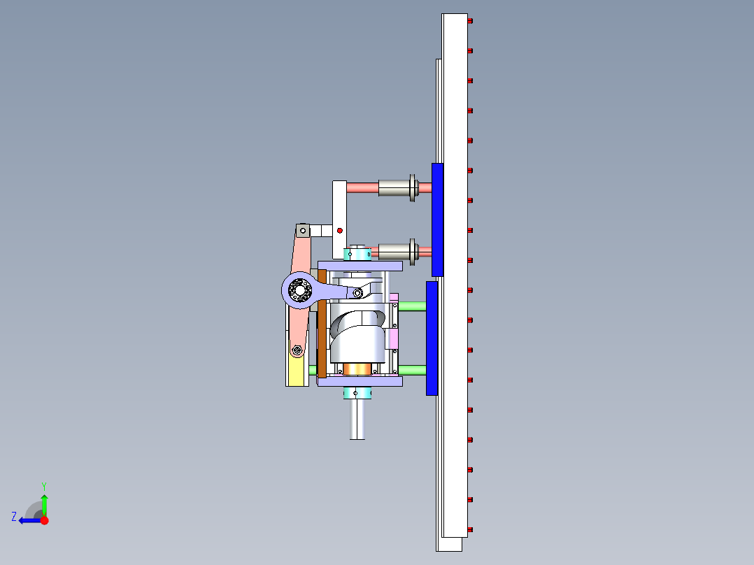 凸轮定位加移栽机械手3D图纸H678右视图