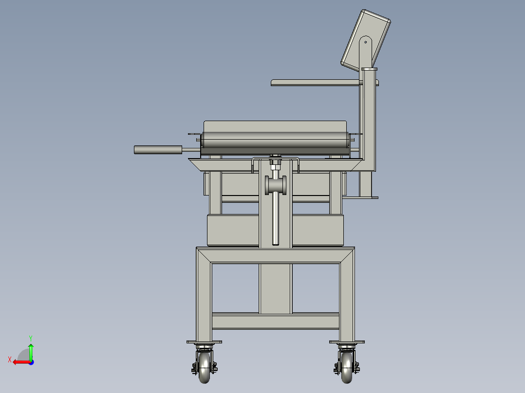 可调节滚筒检测生产线3D模型后视图