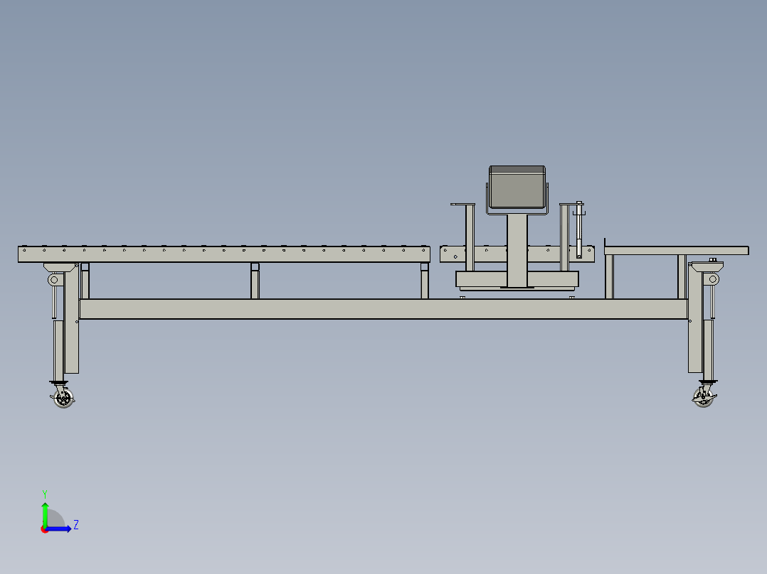 可调节滚筒检测生产线3D模型左视图