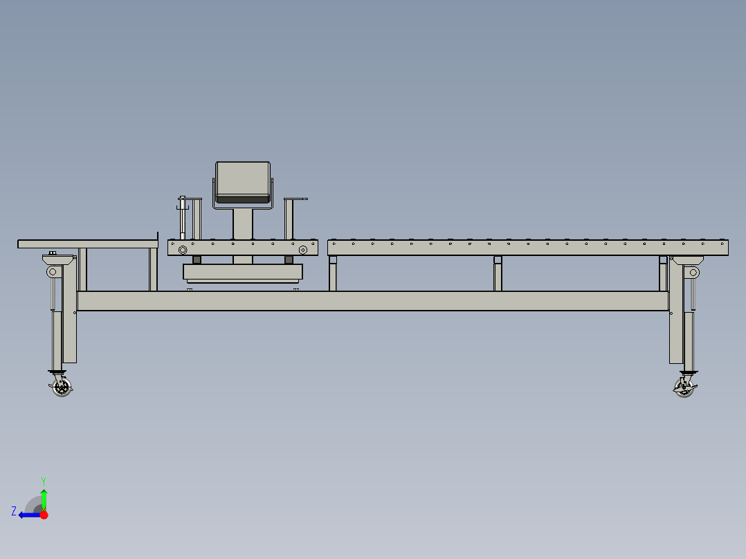 可调节滚筒检测生产线3D模型右视图